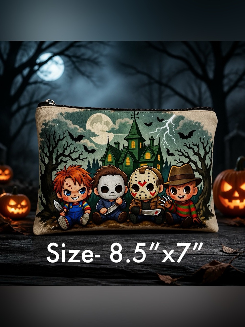 Horror Icons Cartoon Cosmetic Bag